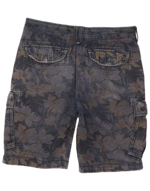 Shorts cargo masculino Fat Face W34 grande algodão floral azul marinho
