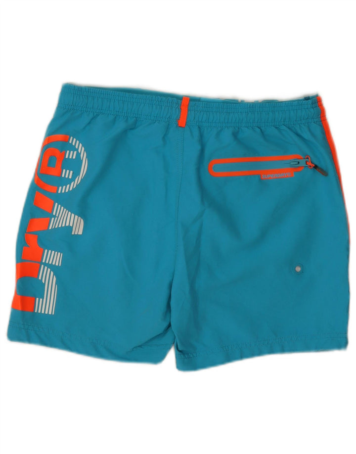 Shorts de natação masculino Superdry Graphic Regular grande bloco colorido azul