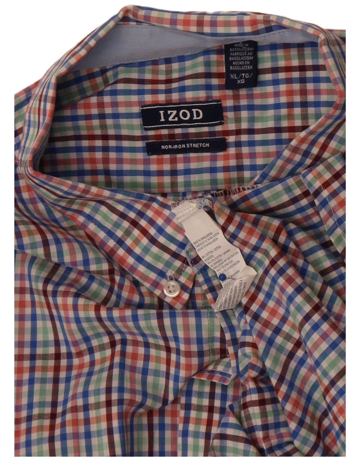 Camisa masculina Izod XL algodão guingão multicolorido