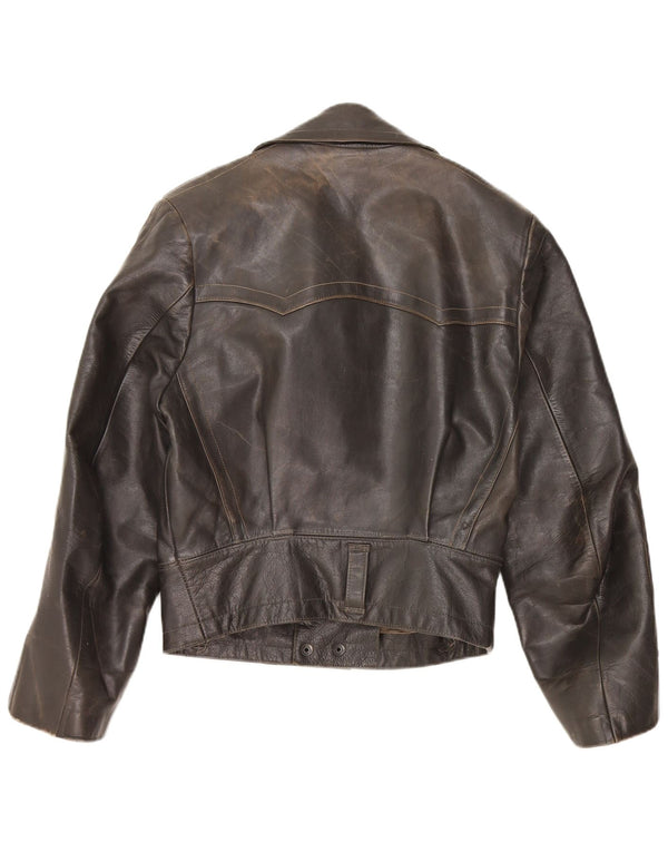 Jaqueta de couro feminina VINTAGE UK 14 média preta