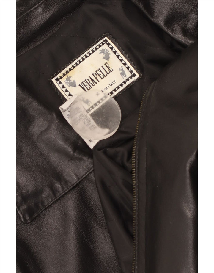 Jaqueta de couro bomber masculina vintage Reino Unido 42 2XL couro preto
