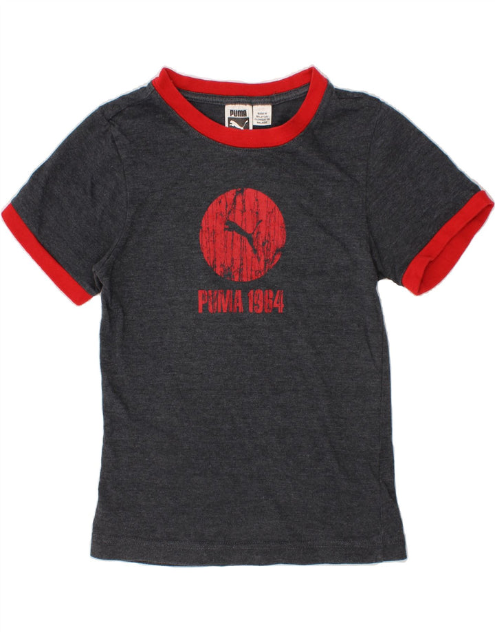 PUMA Boys Graphic T-Shirt Top 5-6 Years XS Grey Flecked Vintage Puma and Second-Hand Puma from Messina Hembry 