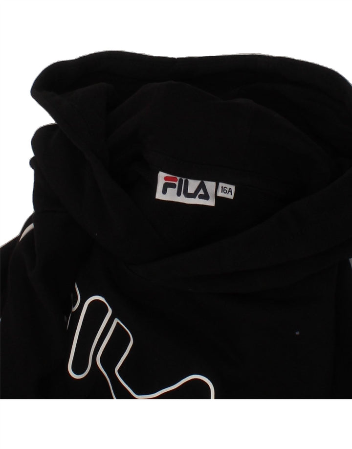 PUMA Girls Graphic Crop Hoodie Jumper 15-16 Years Black Cotton Vintage Puma and Second-Hand Puma from Messina Hembry 