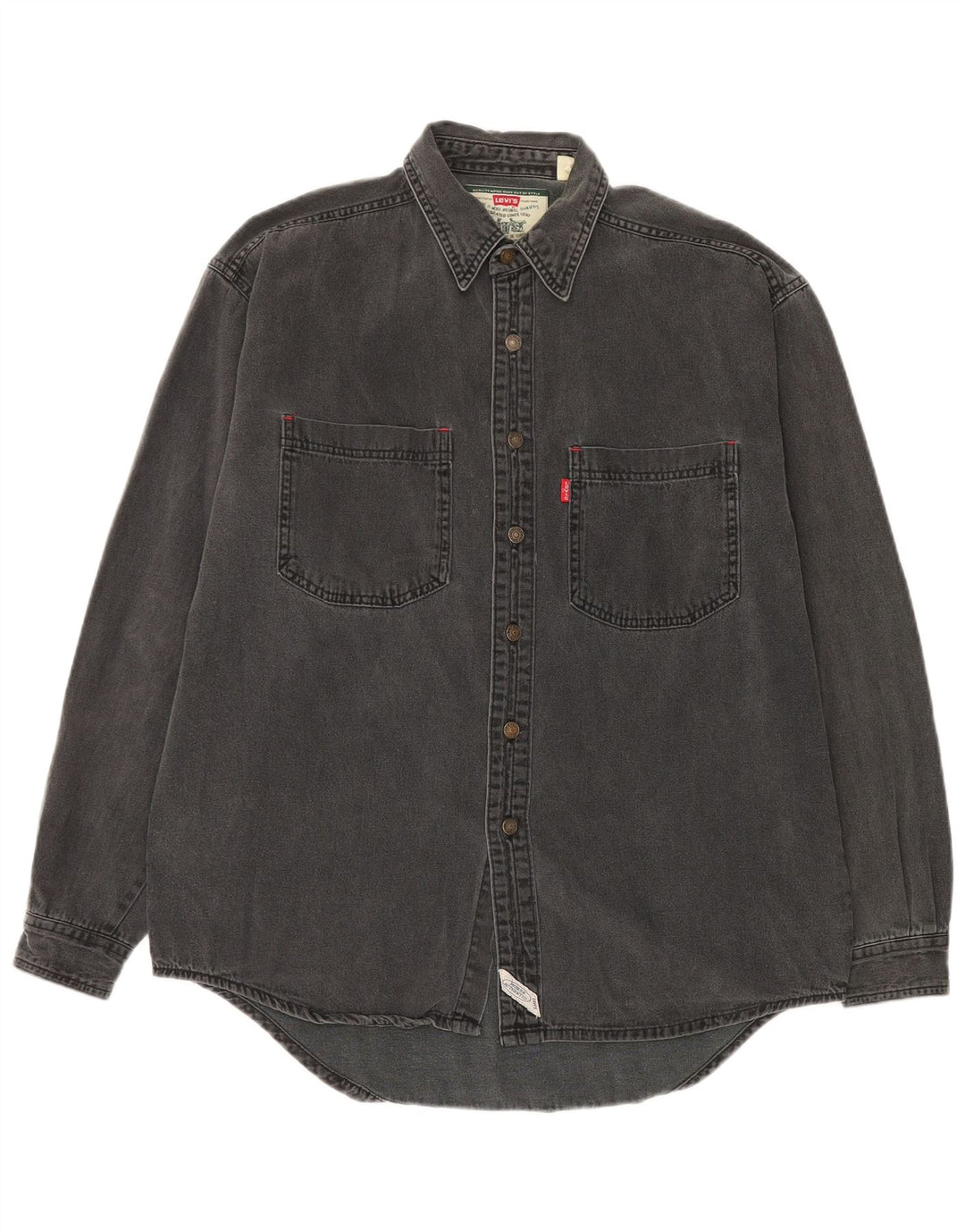 Camisa jeans masculina Levi's algodão cinza médio