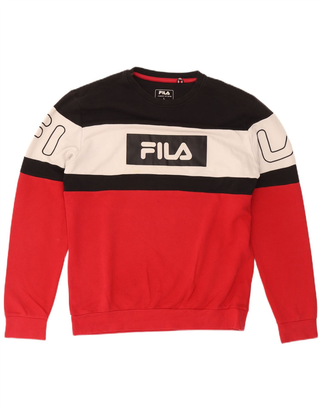 Fila moletom gráfico masculino jumper grande algodão colorblock vermelho