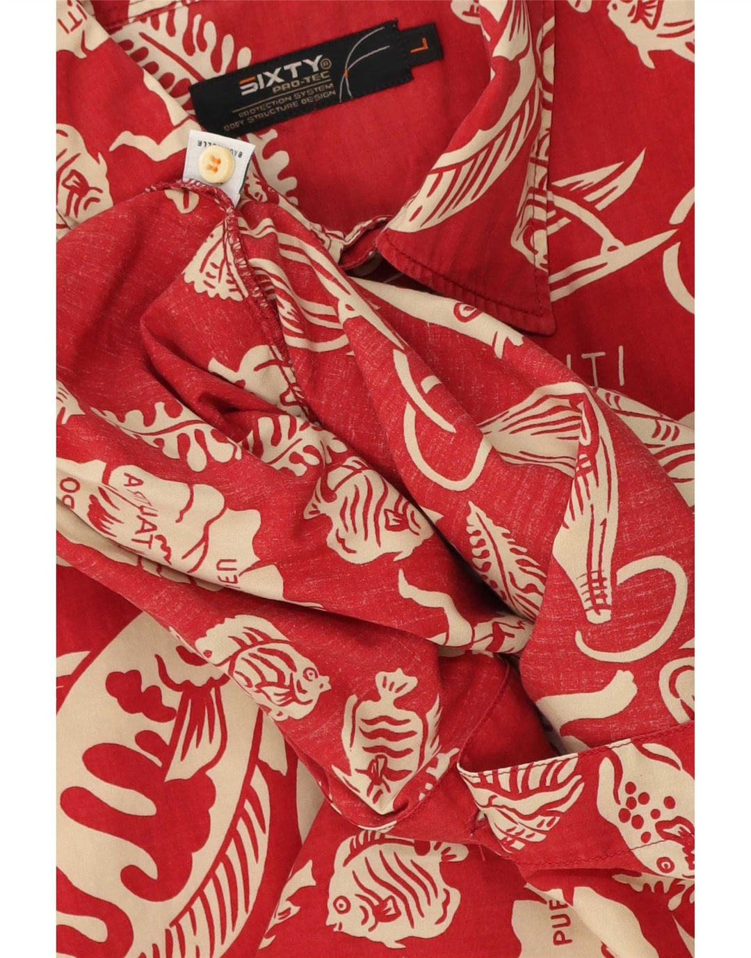 Sessenta camisa masculina de manga curta grande algodão floral vermelho