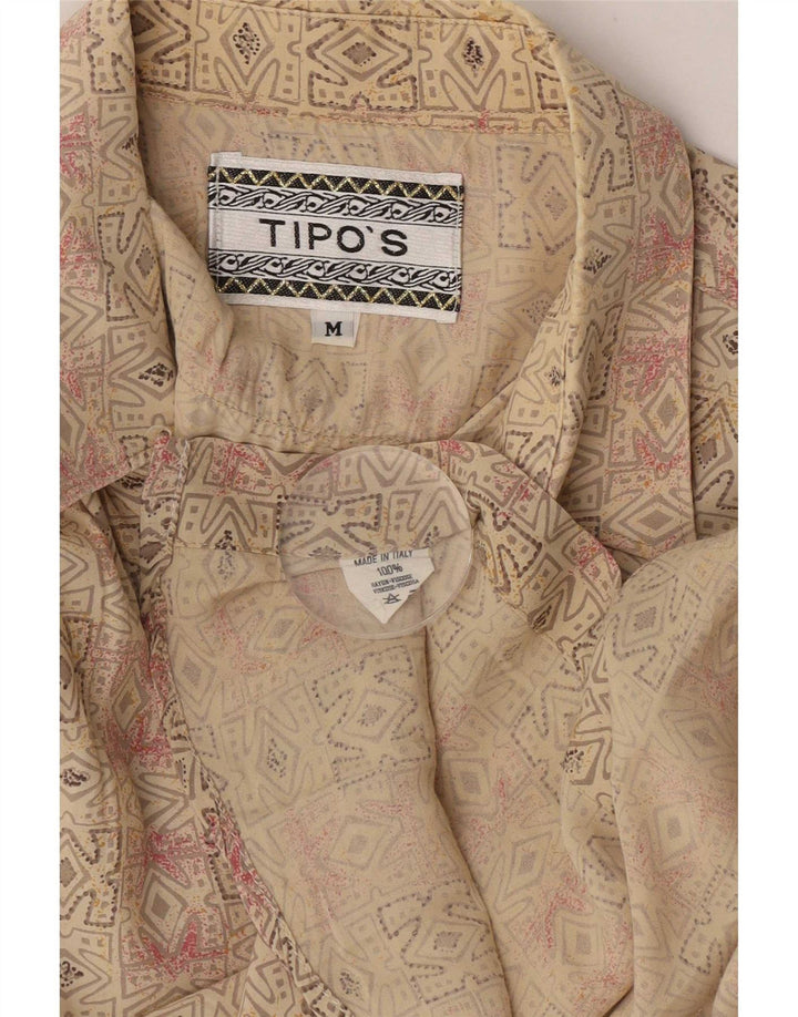 Camisa masculina de manga curta Tipo'S rayon geométrico bege médio