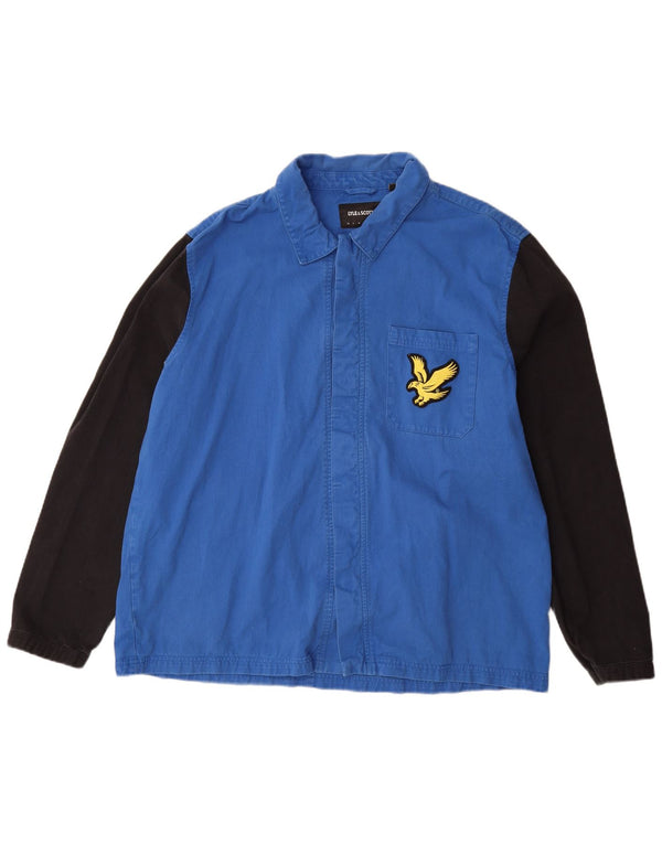 Jaqueta bomber masculina Lyle & Scott Reino Unido 44 2XL algodão colorblock azul