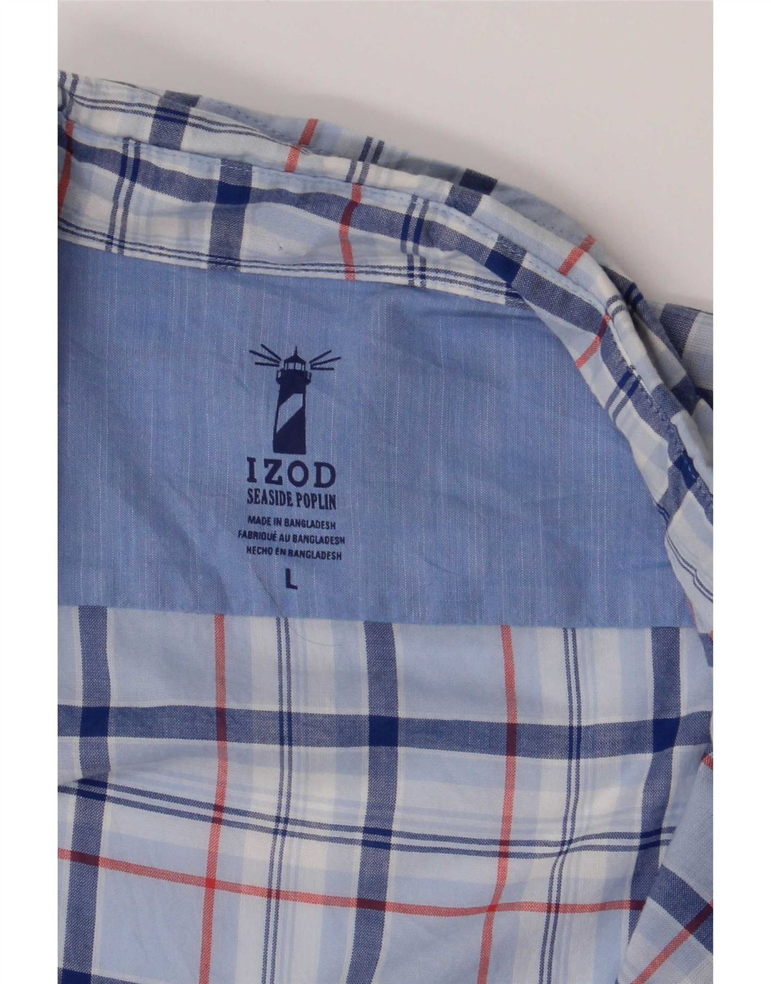 Camisa masculina Izod de manga curta grande xadrez azul