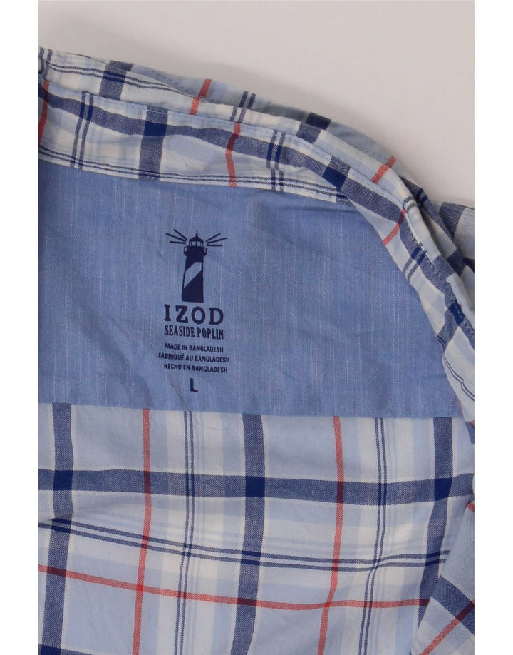 Camisa masculina Izod de manga curta grande xadrez azul