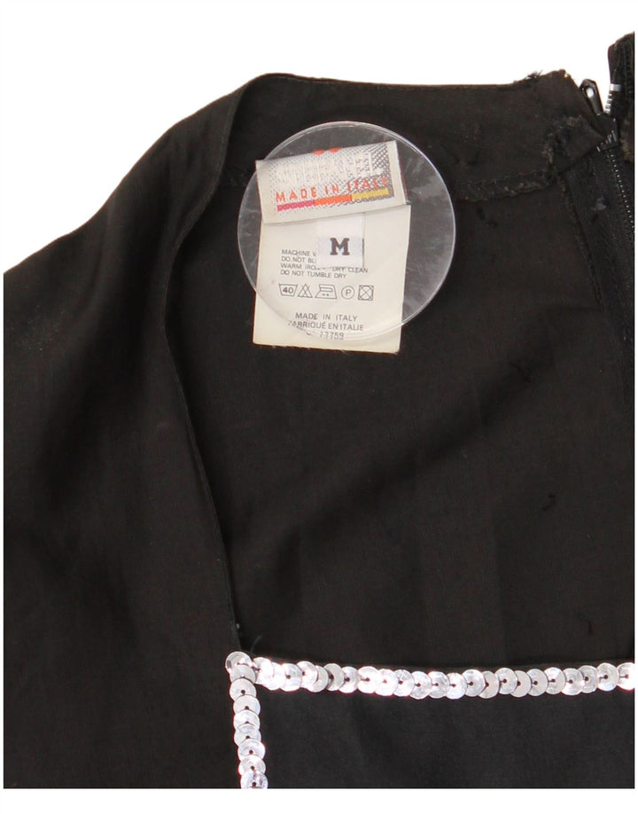 Vestido maxi feminino STEFANEL Reino Unido 12 algodão preto médio