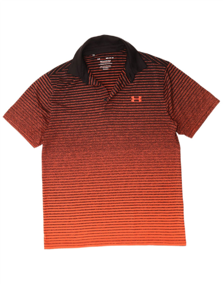 Camisa polo masculina Under Armour Heat Gear poliéster listrado laranja médio