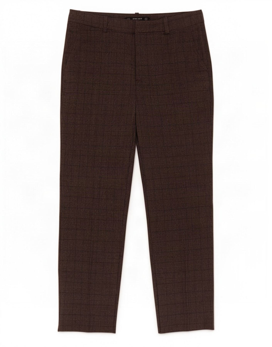 Calça feminina Zara cortada média W28 L25 poliéster xadrez marrom