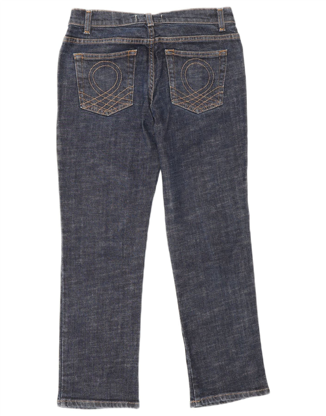 Jeans recortados femininos Benetton IT 40 pequeno W26 L25 azul marinho