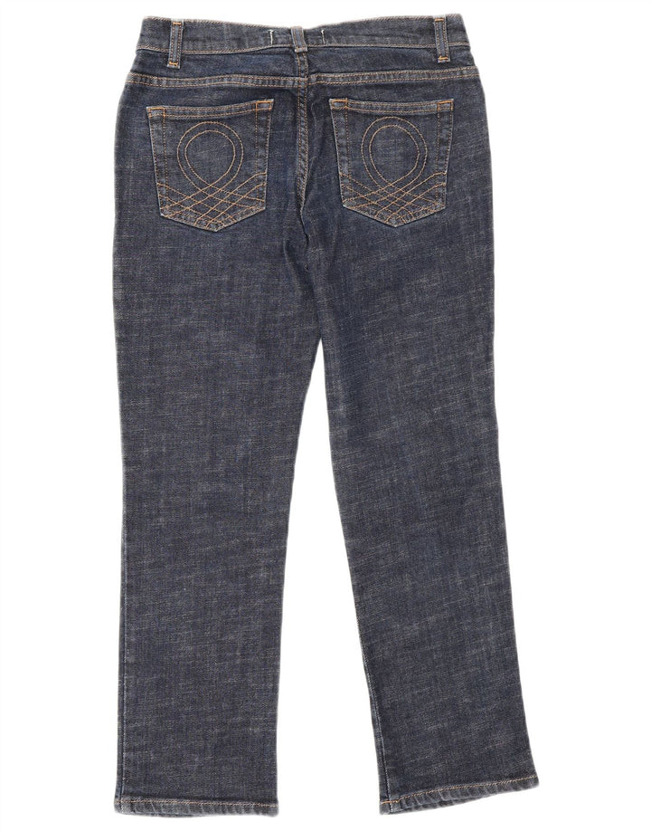 Jeans recortados femininos Benetton IT 40 pequeno W26 L25 azul marinho