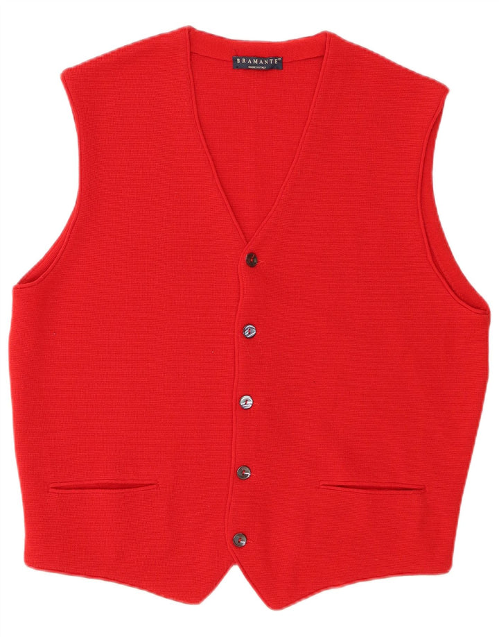 Colete masculino Bramante médio vermelho lã merino