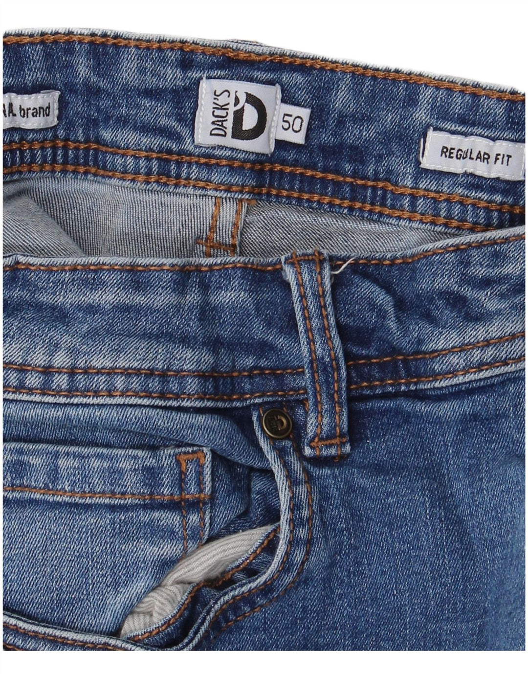 Calça jeans feminina DACK'S cintura média regular reta IT 50 XL W32 L27 azul