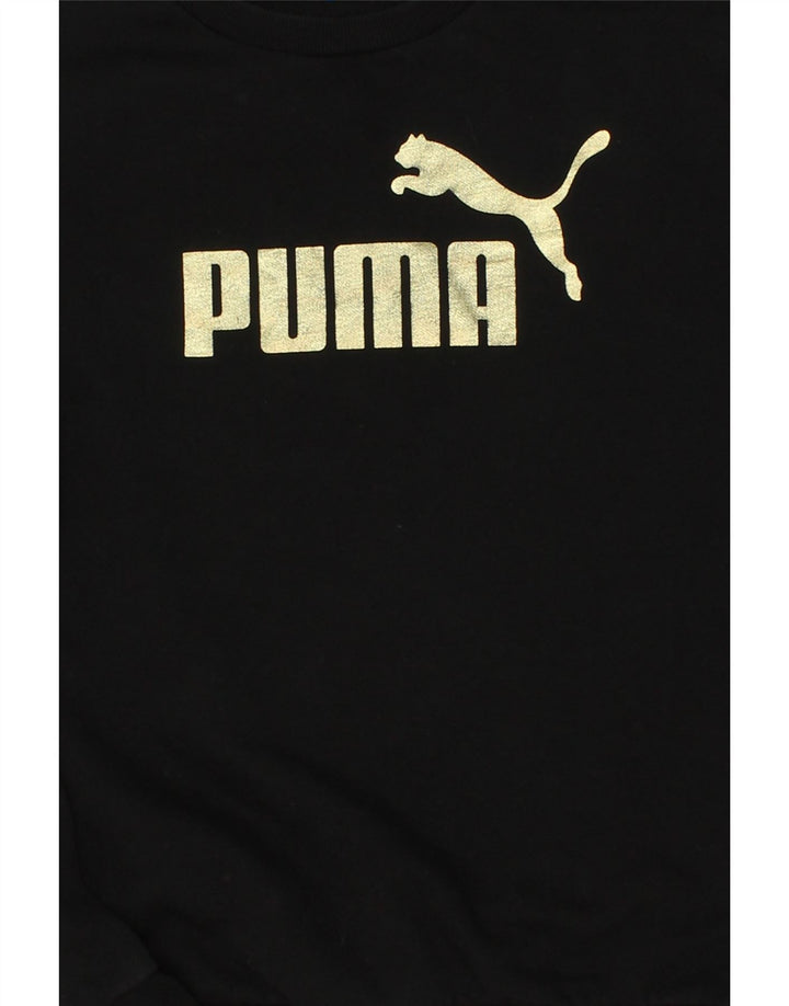 PUMA Girls Graphic Sweatshirt Jumper 12-13 Years Black Cotton Vintage Puma and Second-Hand Puma from Messina Hembry 