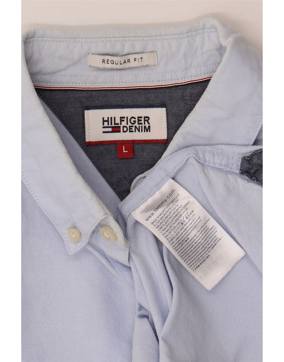 TOMMY HILFIGER Mens Regular Fit Shirt Large Blue Cotton Vintage Tommy Hilfiger and Second-Hand Tommy Hilfiger from Messina Hembry 