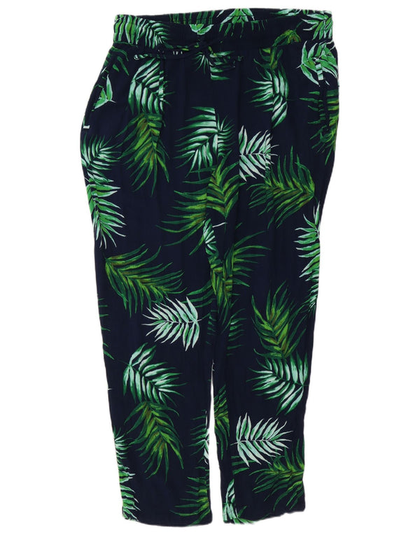 Calça casual feminina Marks & Spencer UK 14 grande W34 L28 azul marinho floral