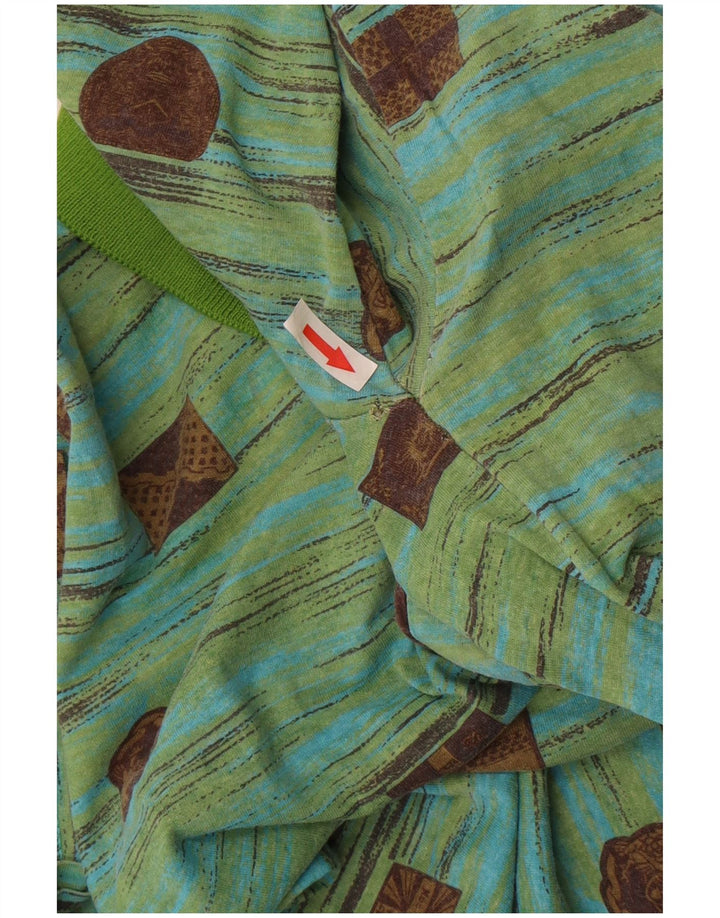 Camisa polo masculina vintage IT 48 algodão geométrico verde médio