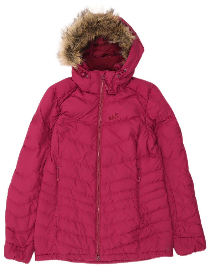 Jaqueta acolchoada com capuz feminina Jack Wolfskin Reino Unido 8/10 poliéster rosa pequeno