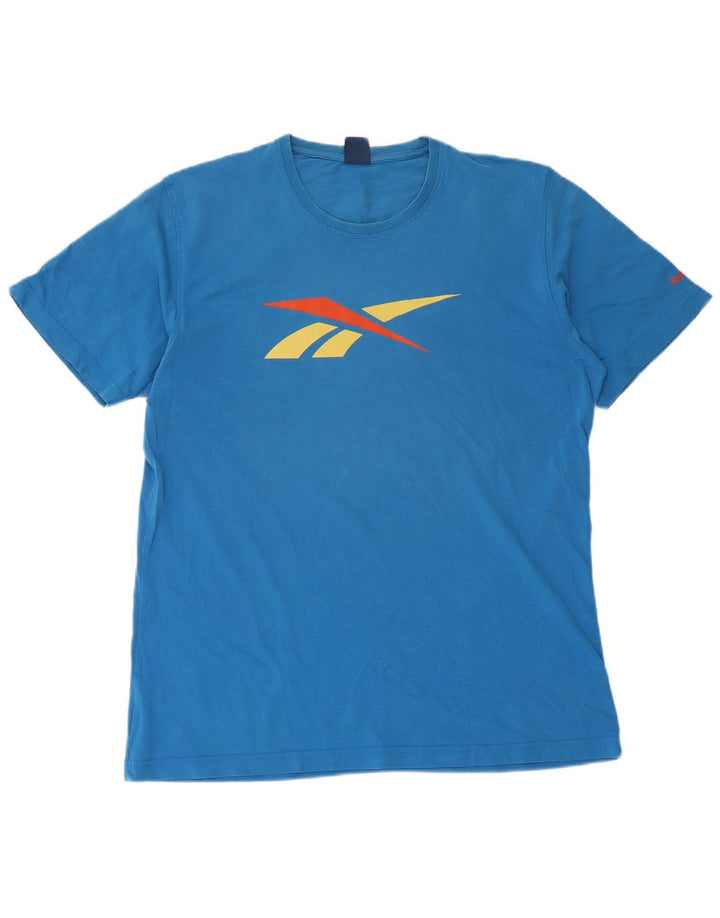 Camiseta gráfica masculina Reebok Top grande algodão azul