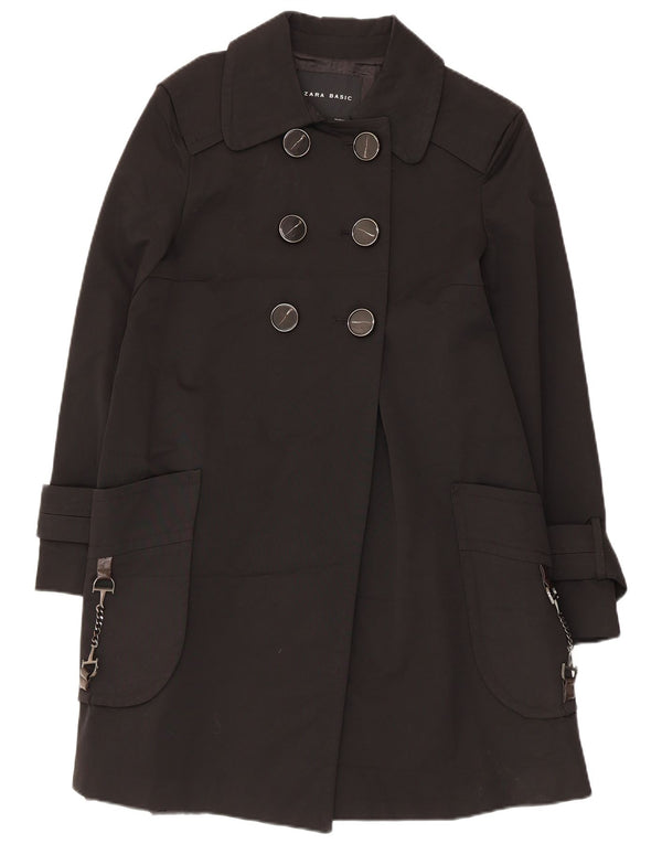 Zara Mens Trench Coat UK 40 Grande Algodão Preto
