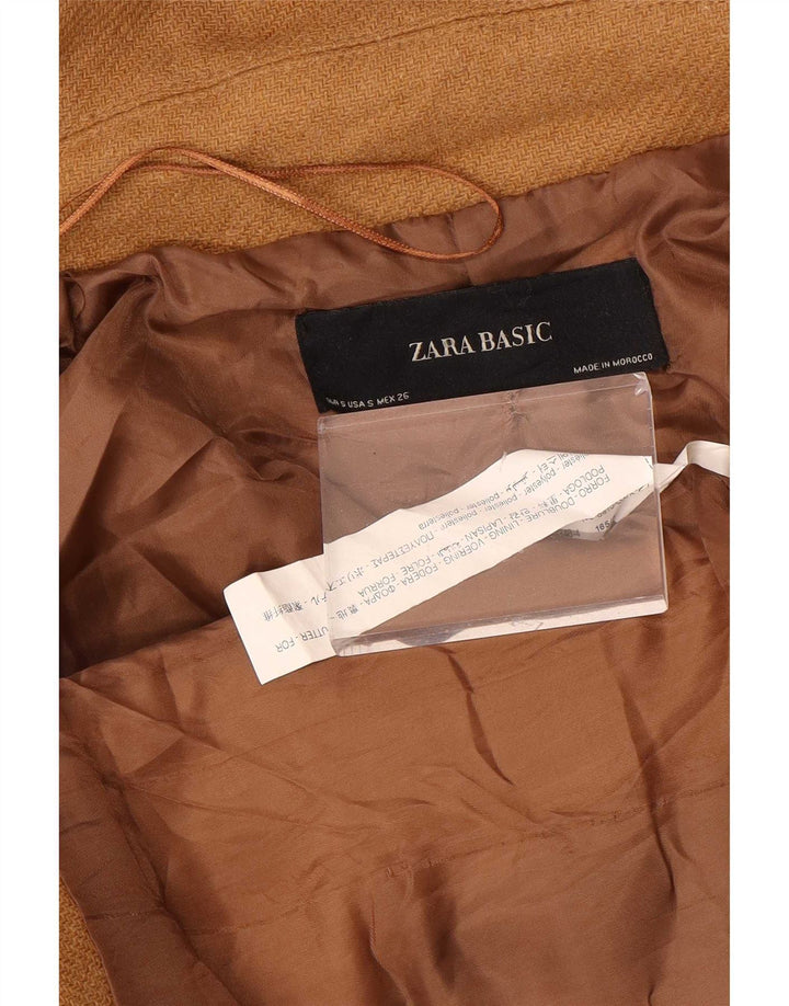 Jaqueta Bomber com Capuz Mulher Zara UK 10 Pequeno Poliéster Marrom