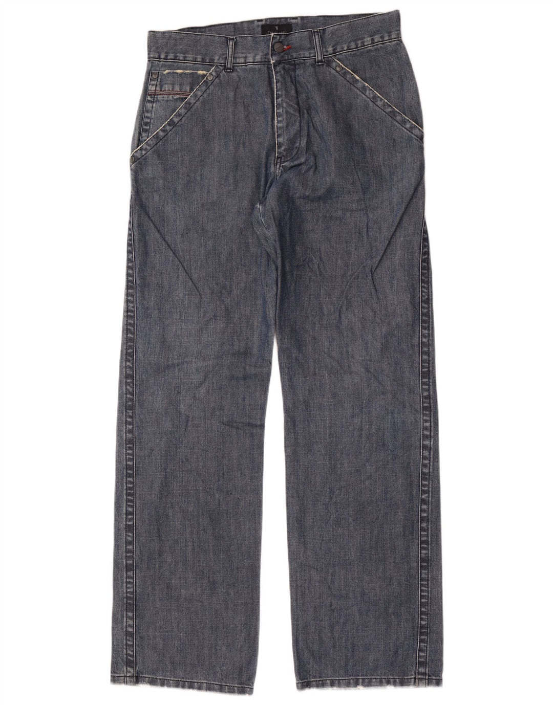 Trussardi Mens Straight Jeans IT 48 Médio W32 L34 Azul Algodão