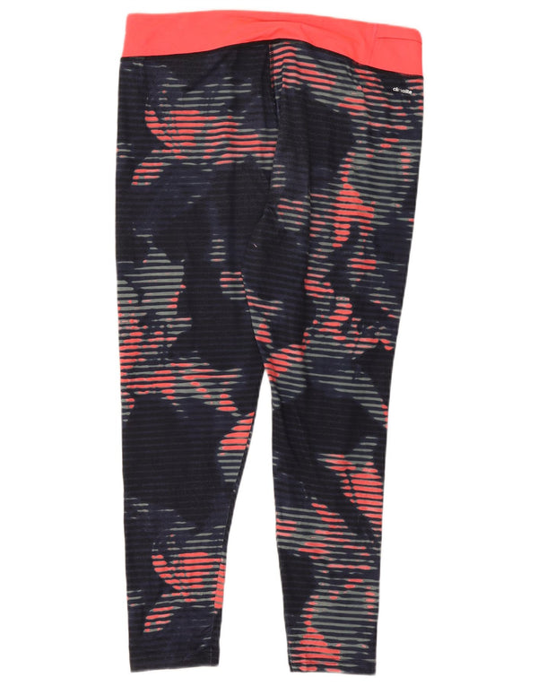 ADIDAS Womens Climalite Leggings UK 16/18 Grande Azul Marinho Floral