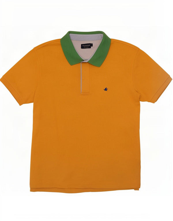Camisa polo masculina Brooksfield IT 52 grande bloco colorido amarelo