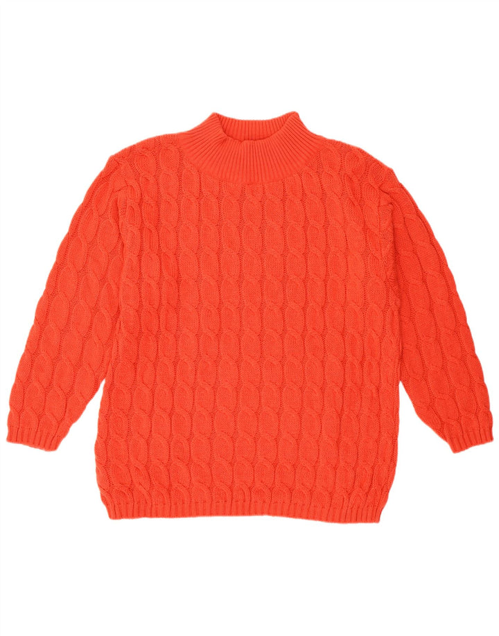 Suéter feminino VINTAGE com gola tartaruga Reino Unido 14 lã vermelha média