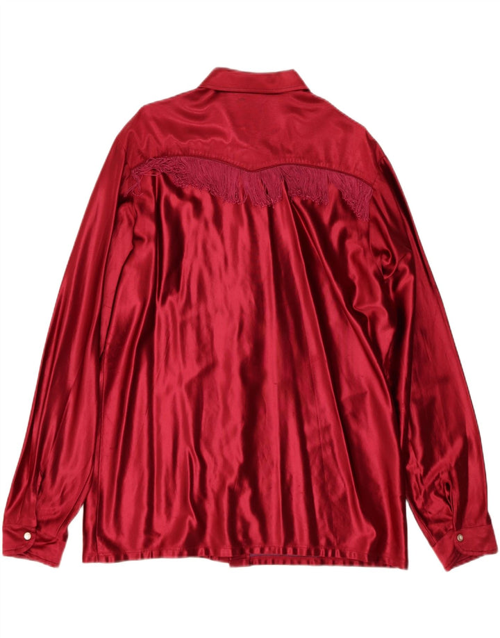 Blusa feminina vintage UK 18 XL acetato vermelho