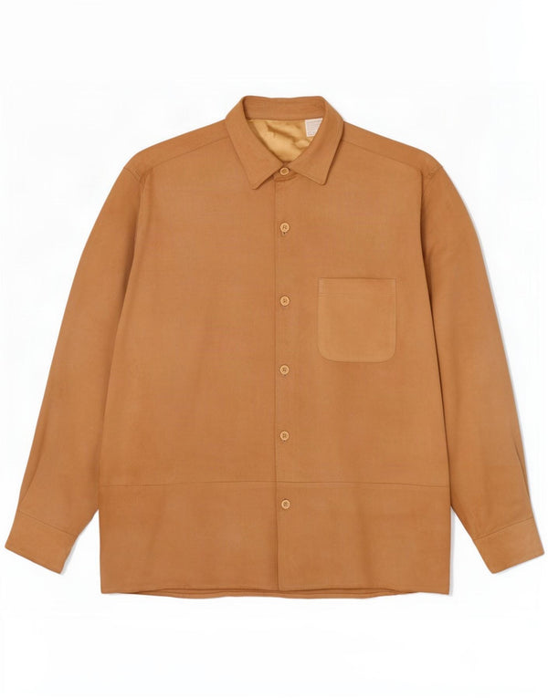 Camisa masculina vintage de camurça grande couro bege