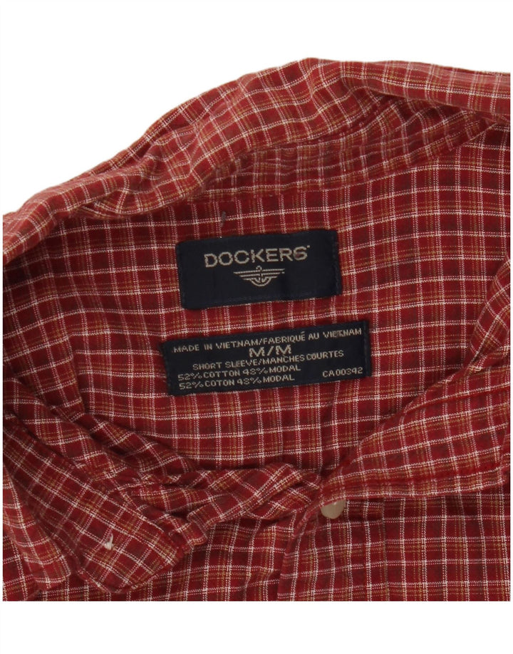 Camisa masculina de manga curta Dockers, algodão xadrez vermelho médio