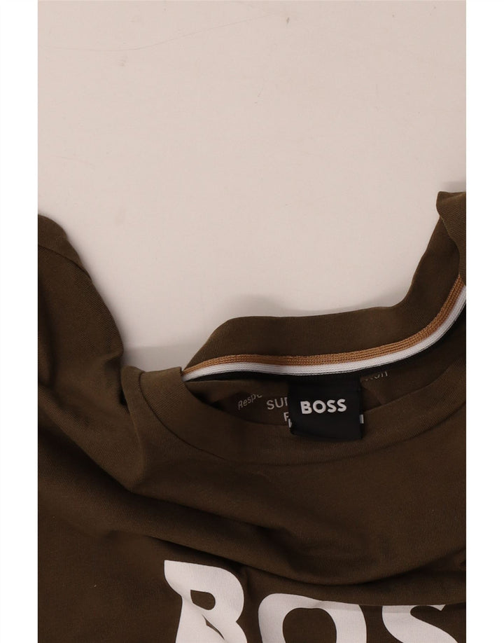 Camiseta gráfica masculina Hugo Boss Top médio cáqui