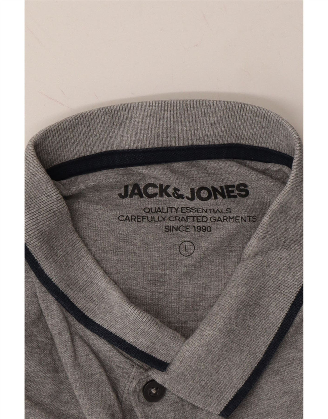 JACK & JONES Mens Polo Shirt Large Grey Cotton Vintage Jack & Jones and Second-Hand Jack & Jones from Messina Hembry 