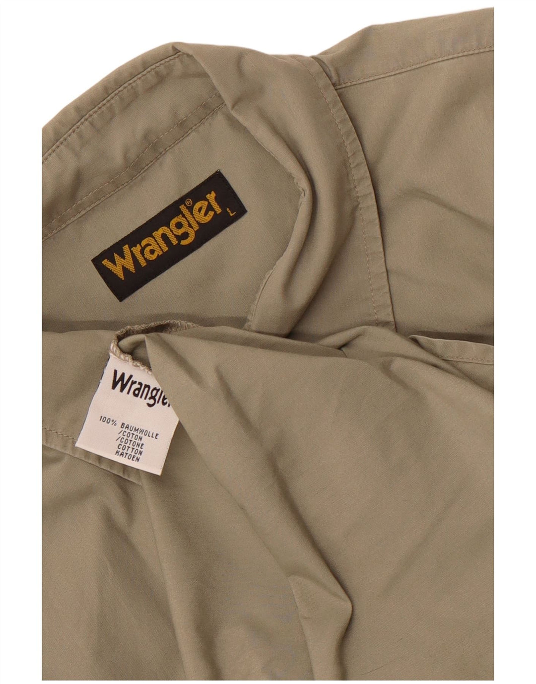 Wrangler Camisa masculina de manga curta grande algodão cáqui