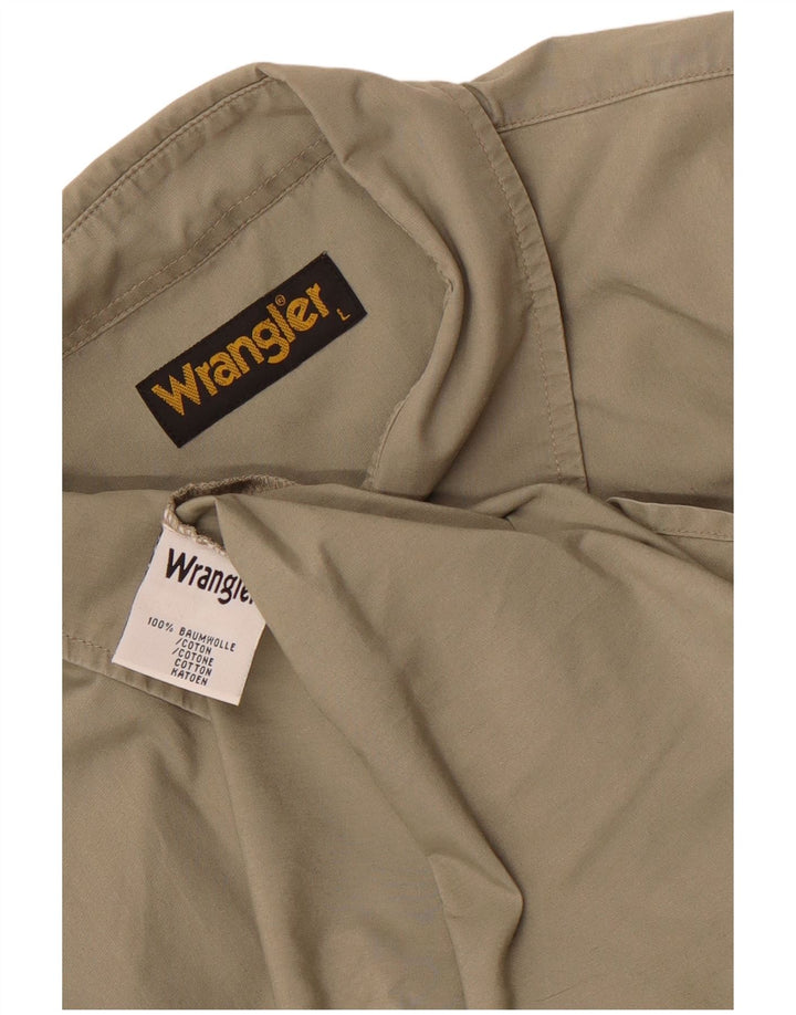 Wrangler Camisa masculina de manga curta grande algodão cáqui