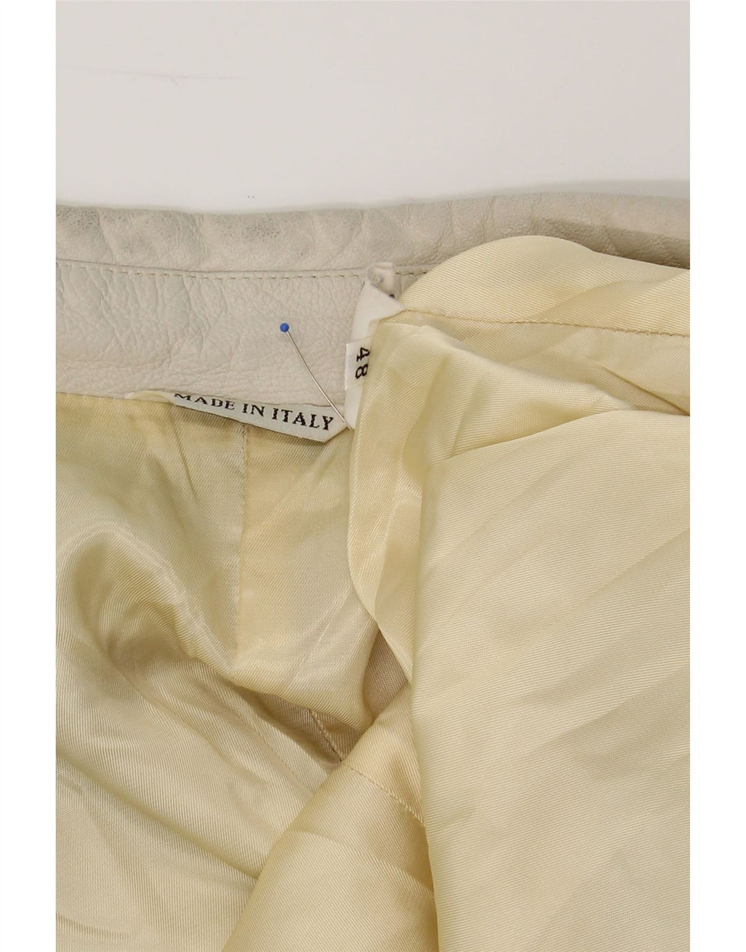 VINTAGE Womens Leather Jacket IT 48 XL Off White Leather Vintage Vintage and Second-Hand Vintage from Messina Hembry 