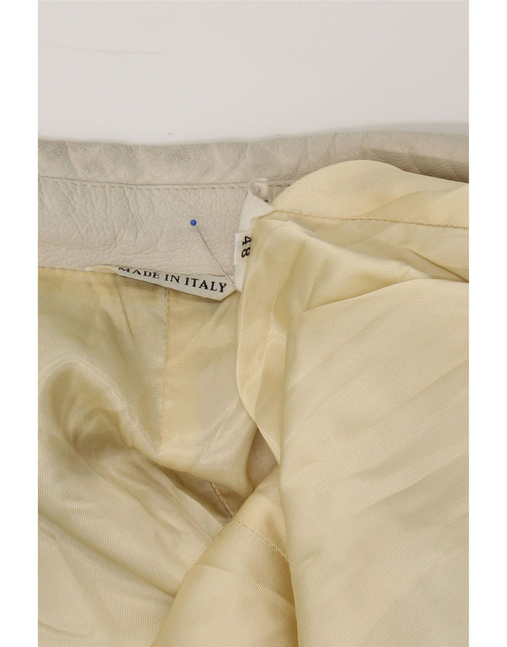 VINTAGE Womens Leather Jacket IT 48 XL Off White Leather Vintage Vintage and Second-Hand Vintage from Messina Hembry 