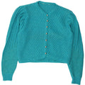 Suéter Cardigan Crop Feminino Vintage Reino Unido 14 Azul Médio