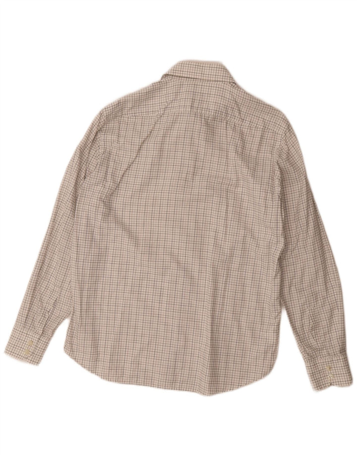 Camisa masculina Hugo Boss tamanho 41 16 grande algodão xadrez branco