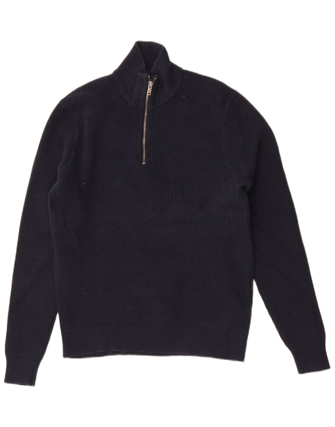 Suéter feminino Marks & Spencer com gola e zíper Reino Unido 14 médio azul marinho
