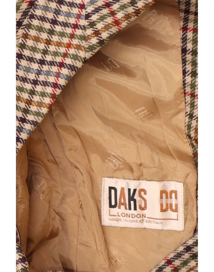 Jaqueta blazer feminina DAKS com ajuste solto e 2 botões Reino Unido 10 pequeno houndstooth bege