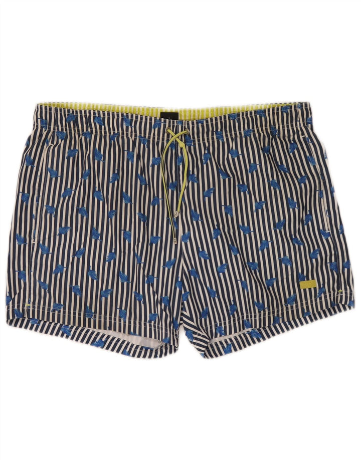 Hugo Boss Shorts de natação masculino grande listrado azul