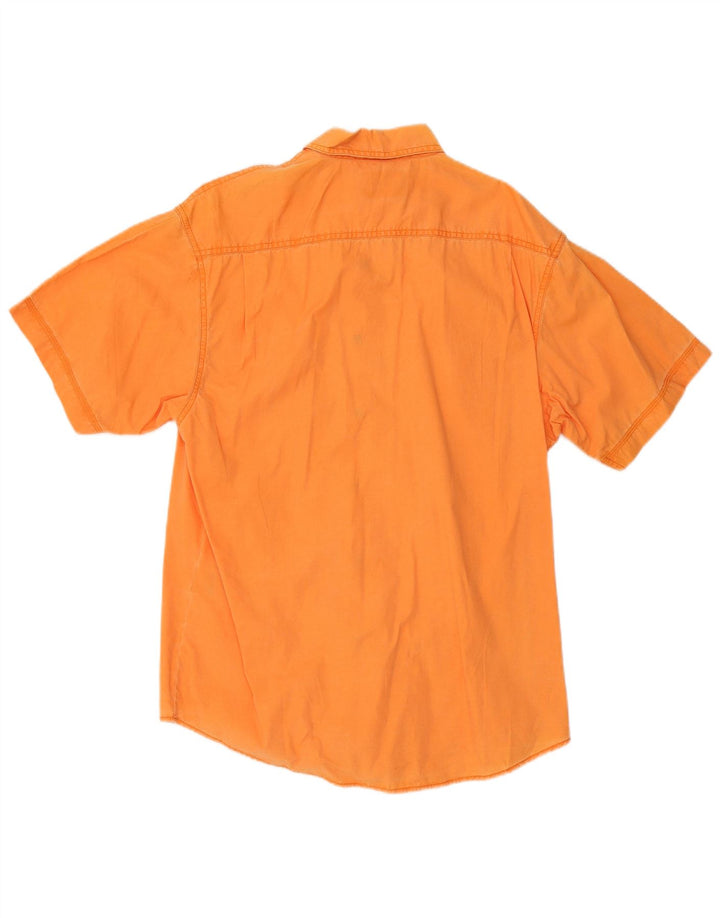 Wrangler Camisa masculina de manga curta médio laranja algodão