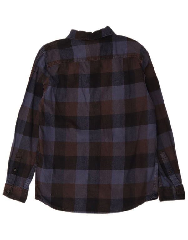 Camisa masculina de flanela Quiksilver Regular Fit pequena azul marinho algodão guingão