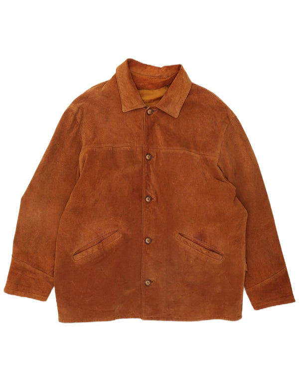 Jaqueta de camurça masculina vintage UK 42 XL marrom